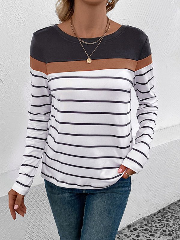 New Women's Striped Casual Long Sleeve Sweater - Outerwear
